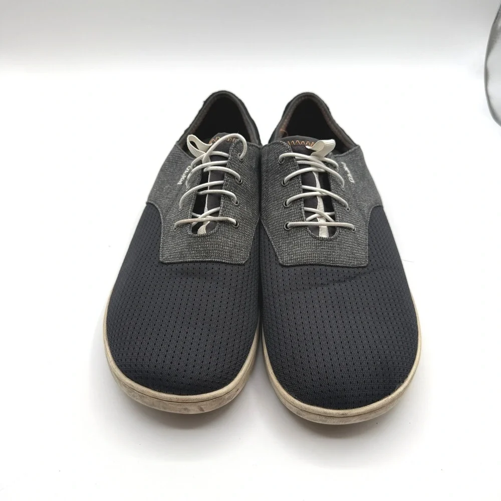 OluKai Nohea Moku Mens Sneakers 10 Black Gray Mesh Boat Shoe Slip On Drop Heel